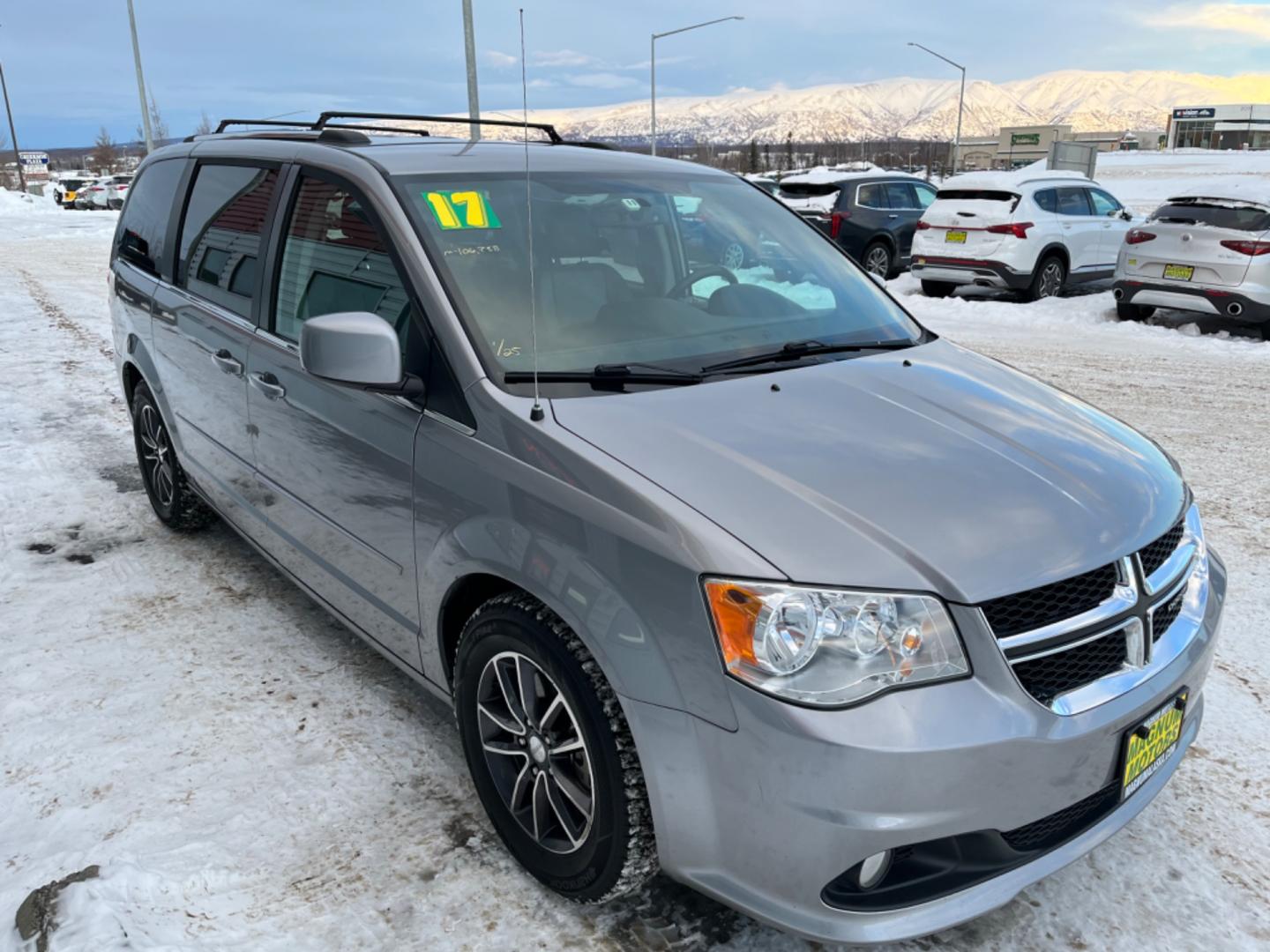 2017 Gray /Black Dodge Grand Caravan SXT (2C4RDGCG5HR) with an 3.6L V6 DOHC 24V engine, 6A transmission, located at 1960 Industrial Drive, Wasilla, 99654, (907) 274-2277, 61.573475, -149.400146 - Photo#1